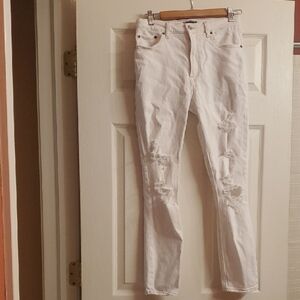 Abercrombie & Fitch Jeans Womens Size 4 White Distressed Ripped Simone High Rise
